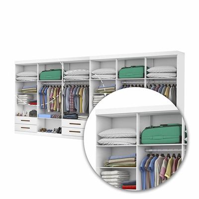 Closet Casal Duplo Lu 12 Portas Com Espelho 8 Gavetas Branco