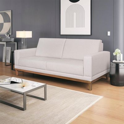 Sofa 3 Lugares 180 Cm Crons Linho Bege Vazzano Bege