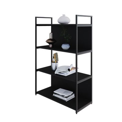 Estante C/04 Prateleiras 118x80x33cm C/fundo Yon Preto Tx/est.preta Preto Tx/est.preta