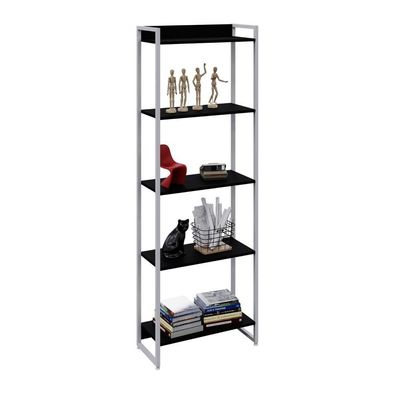 Estante Dynamica 60x30x187cm C/05 Prateleiras Preto ônix / Est.branca Preto ônix / Est.branca