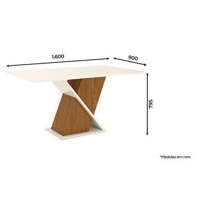 Mesa De Jantar Solus 160 Cm Tampo Reto Com Vidro Nature Off White – Henn