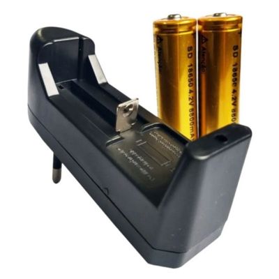 Kit Para Lanterna Tática Carregador + 2 Baterias Mod 18650