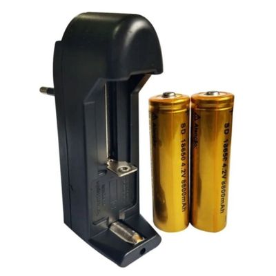 Kit Para Lanterna Tática Carregador + 2 Baterias Mod 18650