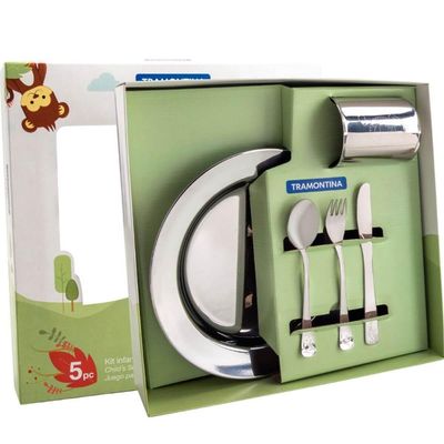 Kit Infantil Tramontina para Refeição em Aço Inox 5 Peças Unissex Baby Friends
