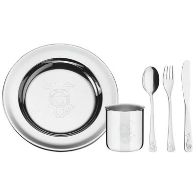 Kit Infantil Tramontina para Refeição em Aço Inox 5 Peças Unissex Baby Friends