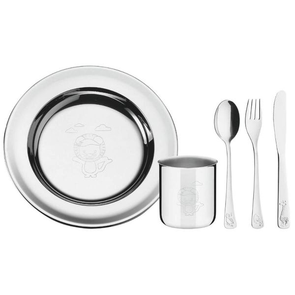 Kit Infantil Tramontina para Refeição em Aço Inox 5 Peças Unissex Baby Friends
