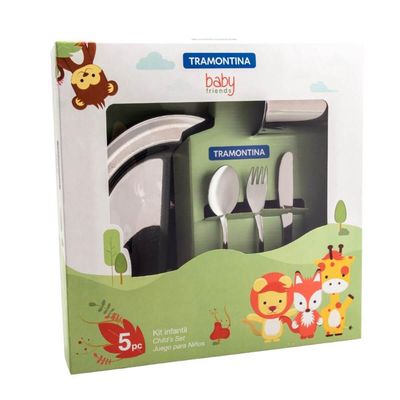Kit Infantil Tramontina para Refeição em Aço Inox 5 Peças Unissex Baby Friends