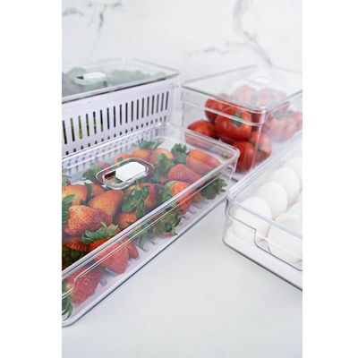 Organizador De Geladeira Empilhável 2,8L Clear Fresh Com Respiradouro Frutas Legumes Vegetais OU