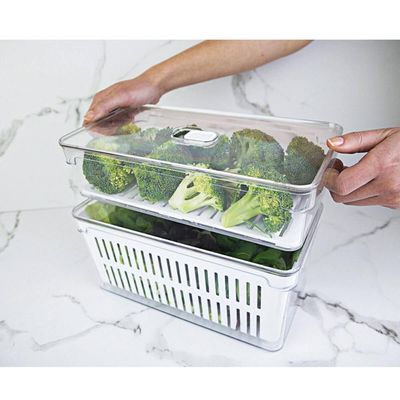 Organizador De Geladeira Empilhável 2,8L Clear Fresh Com Respiradouro Frutas Legumes Vegetais OU