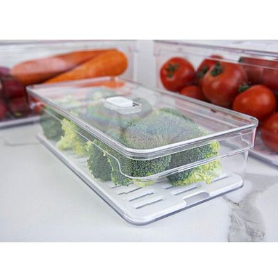 Organizador De Geladeira Empilhável 2,8L Clear Fresh Com Respiradouro Frutas Legumes Vegetais OU