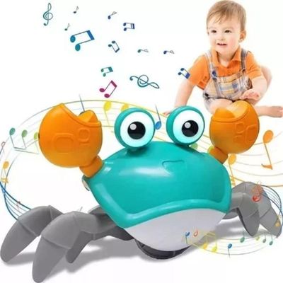 Brinquedo Caranguejo Fujão Música Luz Sensor - Verde Claro