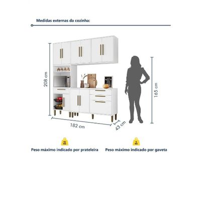 Cozinha Completa 10 Portas 3 Gavetas Com Fruteira Lorena Kaiki Móveis - Branco