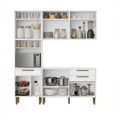 Cozinha Completa 10 Portas 3 Gavetas Com Fruteira Lorena Kaiki Móveis - Branco