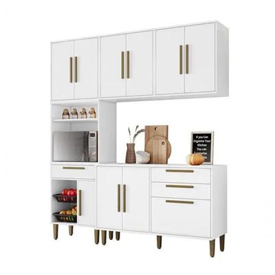 Cozinha Completa 10 Portas 3 Gavetas Com Fruteira Lorena Kaiki Móveis - Branco