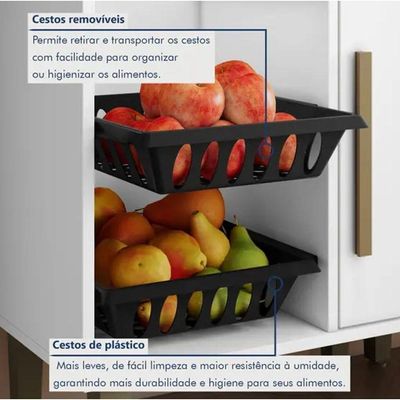 Cozinha Completa 10 Portas 3 Gavetas Com Fruteira Lorena Kaiki Móveis - Branco
