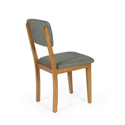 Mesa De Jantar Redonda Gabi Pret/jade Com 4 Cadeiras Estofadas Ella Cinza