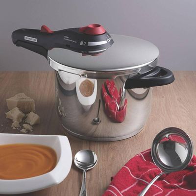 Panela Pressão Tramontina Solar  6L Inox Fundo Triplo 22cm 5 Dispositivos Segurança