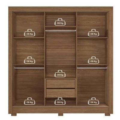 Guarda-Roupa Casal Santos Andirá Maringa com 3 Portas de Correr, 2 Gavetas e 5 Prateleiras 194,4cm de largura Jatobá com Grafite