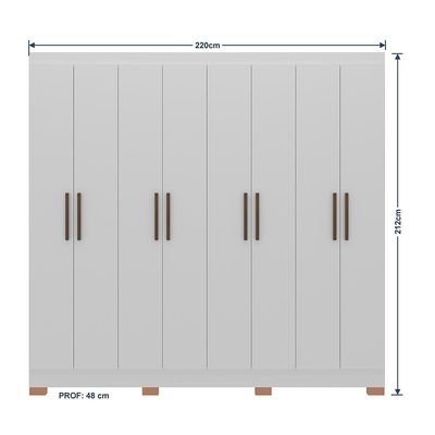 Guarda-Roupa Bartira Porto com 8 Portas e 4 Gavetas 219,2 de Largura Branco