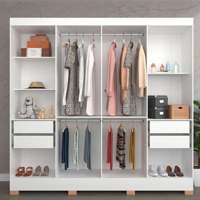 Guarda-Roupa Bartira Porto com 8 Portas e 4 Gavetas 219,2 de Largura Branco