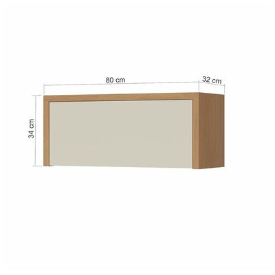 Armário Aéreo Geladeira Nesher Condessa com 1 Porta Basculante 80 cm Carvalho com Branco