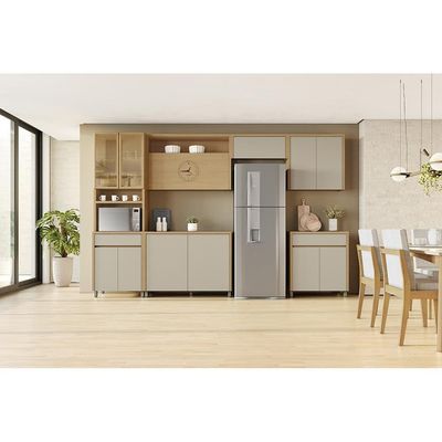 Armário Aéreo Geladeira Nesher Condessa com 1 Porta Basculante 80 cm Carvalho com Branco