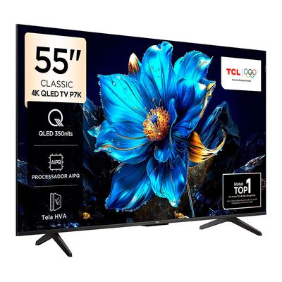 Smart TV 55 TCL 55P7K 4K QLED 60Hz com Sistema Operacional Google TV Preto