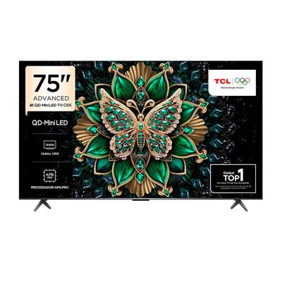 Smart TV 75 TCL 75C6K 4K QD-Mini Led 144Hz com Sistema Operacional Google TV Preto