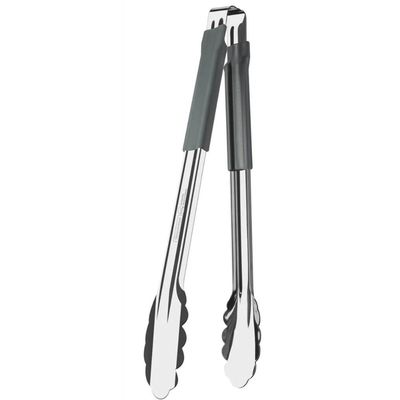Kit 2 Pegadores Inox Cabo Emborrachado 30cm Tramontina Utilitá Cinza de Carne Legumes
