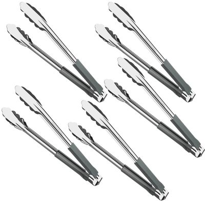 Kit 5 Pegadores Inox 30cm Tramontina Utilitá Cabo Emborrachado Cinza Carne Legumes