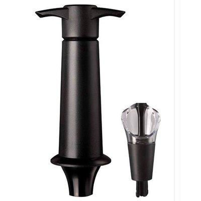 Conjunto Bomba a Vácuo Vacu Vin Wine Bar Pro em Aço Inox/ABS com 1 Tampa Preto