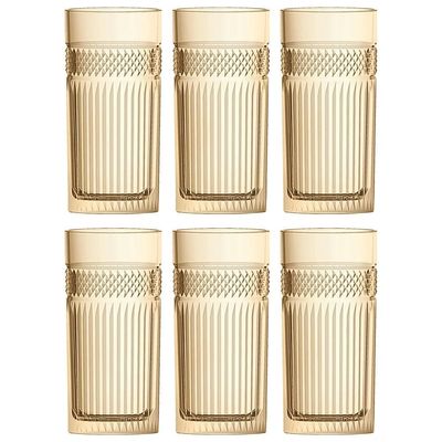 Conjunto de Copos Alto L`Hermitage Palace em Vidro Luster 360ml 6 Peças Ambar