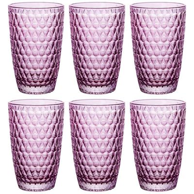 Conjunto de Copos L`Hermitage Amelie em Vidro 355ml 6 Peças Roxo