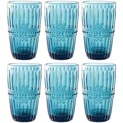 Conjunto de Copos L`Hermitage Fratello em Vidro 355ml 6 Peças Azul