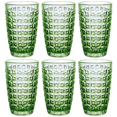 Conjunto de Copos L`Hermitage Chevalier em Vidro 355ml 6 Peças Verde