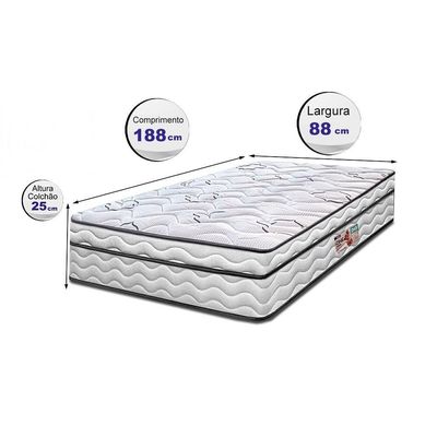 Colchão de Solteiro Cama InBox Moderne Ortopédico com Camada Especial de Espuma D45 25x88x188cm Cinza e Branco