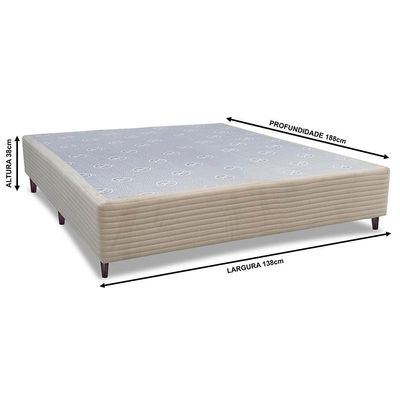 Base Box para Colchão Casal Cama inBox Livity 38x138x188cm Bege