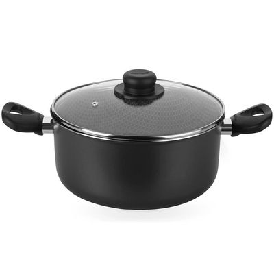 Caçarola Multiflon Gourmet em Alumínio com Revestimento Antiaderente 7 Camadas, Tampa de Vidro com Saída de Vapor e Alças em Baquelite 16 cm Grafite