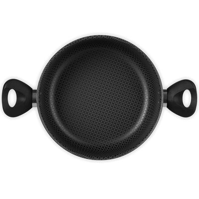 Caçarola Multiflon Gourmet em Alumínio com Revestimento Antiaderente 7 Camadas, Tampa de Vidro com Saída de Vapor e Alças em Baquelite 16 cm Grafite