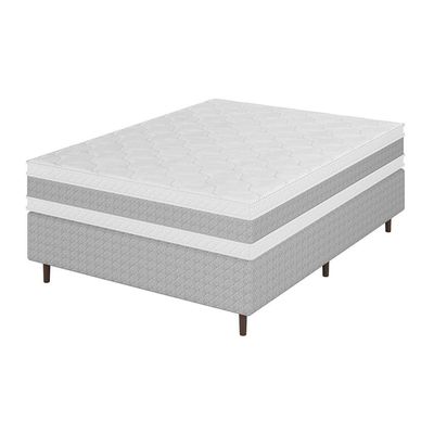 Cama Box Casal Umaflex Loreto com Suporte Branco com Cinza