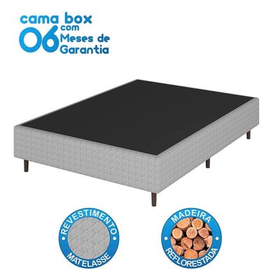 Cama Box Casal Umaflex Loreto com Suporte Branco com Cinza