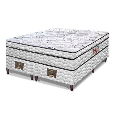 Cama Box Queen Size Bipartida Cama inBox Moderne Ortopédico com Camada Especial de Espuma D45 63x158x198cm Branco com Cinza