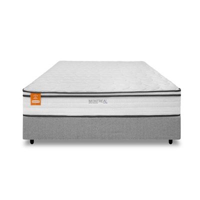 Cama Box Casal MGA Itaflex Colchão Inducol Montreal Europillow Molas Ensacadas SoftGel Cinza com Branco