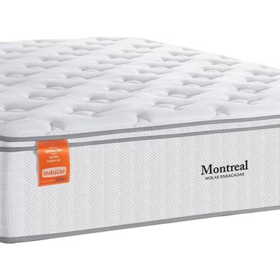 Cama Box Casal MGA Itaflex Colchão Inducol Montreal Europillow Molas Ensacadas SoftGel Cinza com Branco