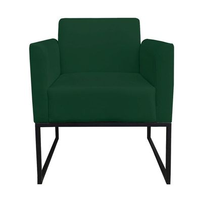 Poltrona Decorativa Base Industrial Preto Maressa S23 Suede Verde - Ibiza