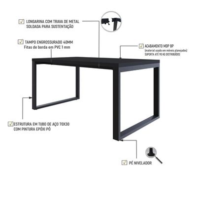 Mesa De Jantar Queens 160x90x77cm Qemj9160 Preto Tx - Est.preta Preto Tx/est.preta