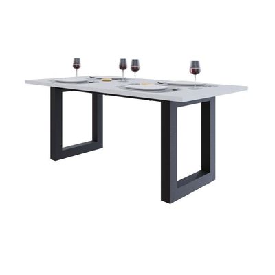 Mesa De Jantar Bronx R 180x90x77cm Brmj9180r Branco Tx - Est.preta Branco Tx/est.preta