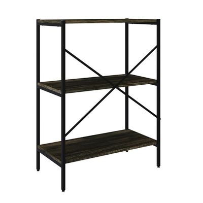 Estante C/03 Prateleiras 84x60x33cm Tub Tueh863 Carvalho Dark - Est.preta Carvalho Dark / Est.preta