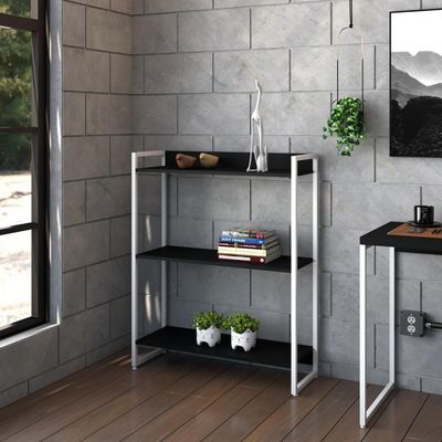 Estante Dynamica 80x30x104cm C/03 Prateleiras Preto ônix / Est.branca Preto ônix / Est.branca