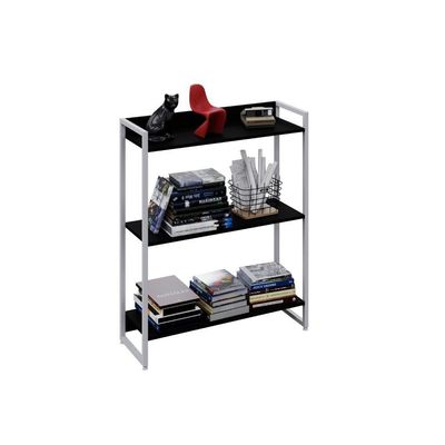 Estante Dynamica 80x30x104cm C/03 Prateleiras Preto ônix / Est.branca Preto ônix / Est.branca